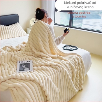 Plišana deka od zeca s krznom i flanel deka za kauč i ured