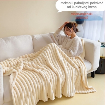 Plišana deka od zeca s krznom i flanel deka za kauč i ured