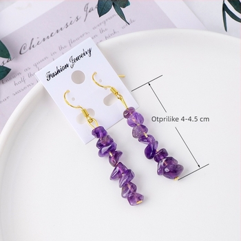 Naušnice od ametistnog kristala, geometrijski dizajn, Runyang marka, suvremen minimalisticki stil