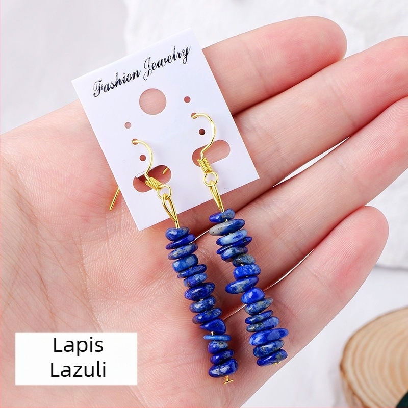 Naušnice od ametistnog kristala, geometrijski dizajn, Runyang marka, suvremen minimalisticki stil