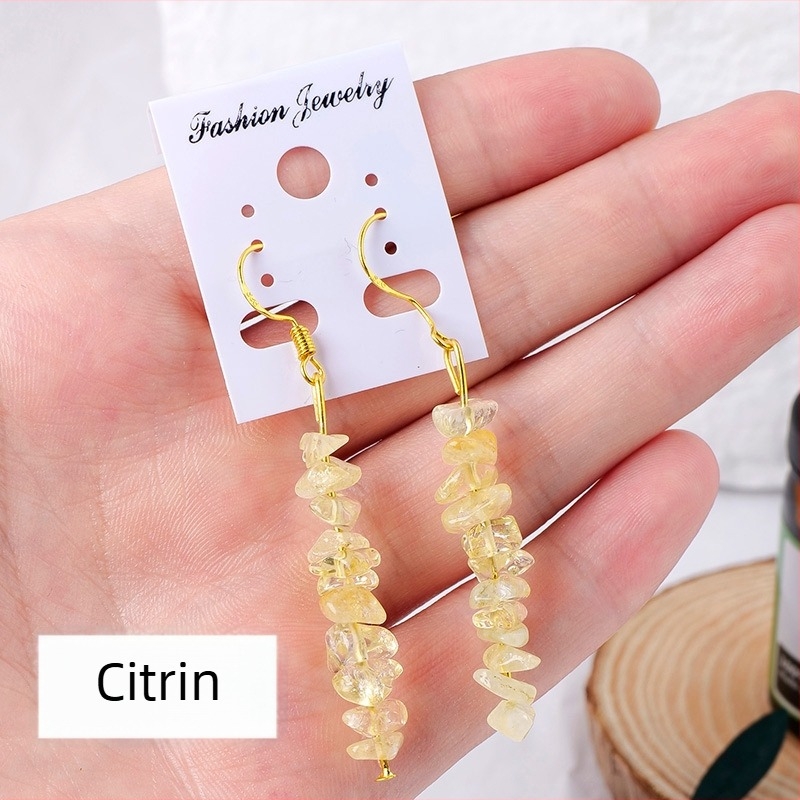 Naušnice od ametistnog kristala, geometrijski dizajn, Runyang marka, suvremen minimalisticki stil