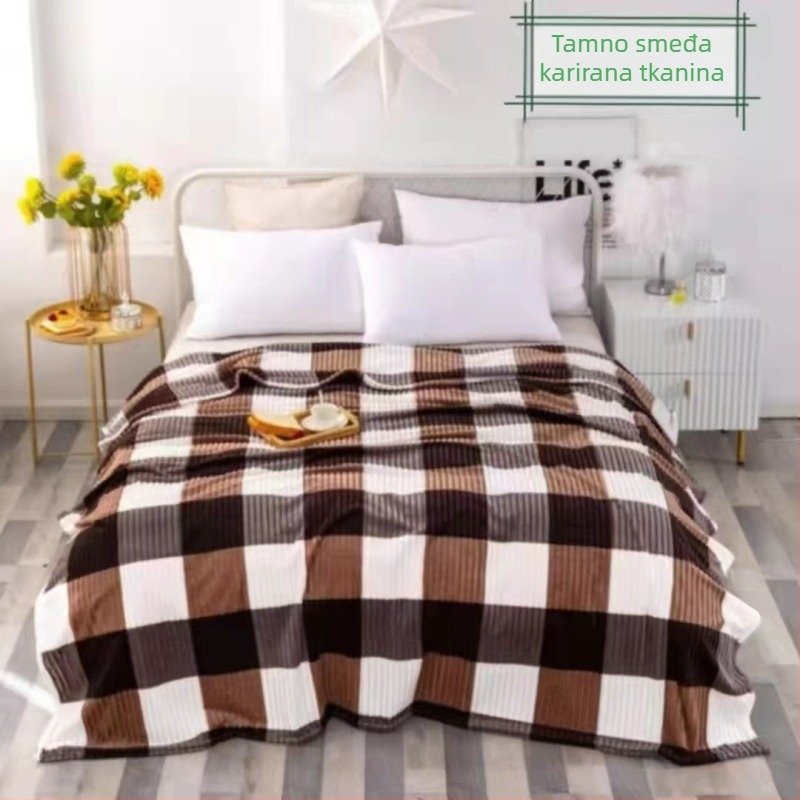 Star Dots flanel deka s kariranim uzorkom, 800–1000 g, za sve sezone, minimalistički stil