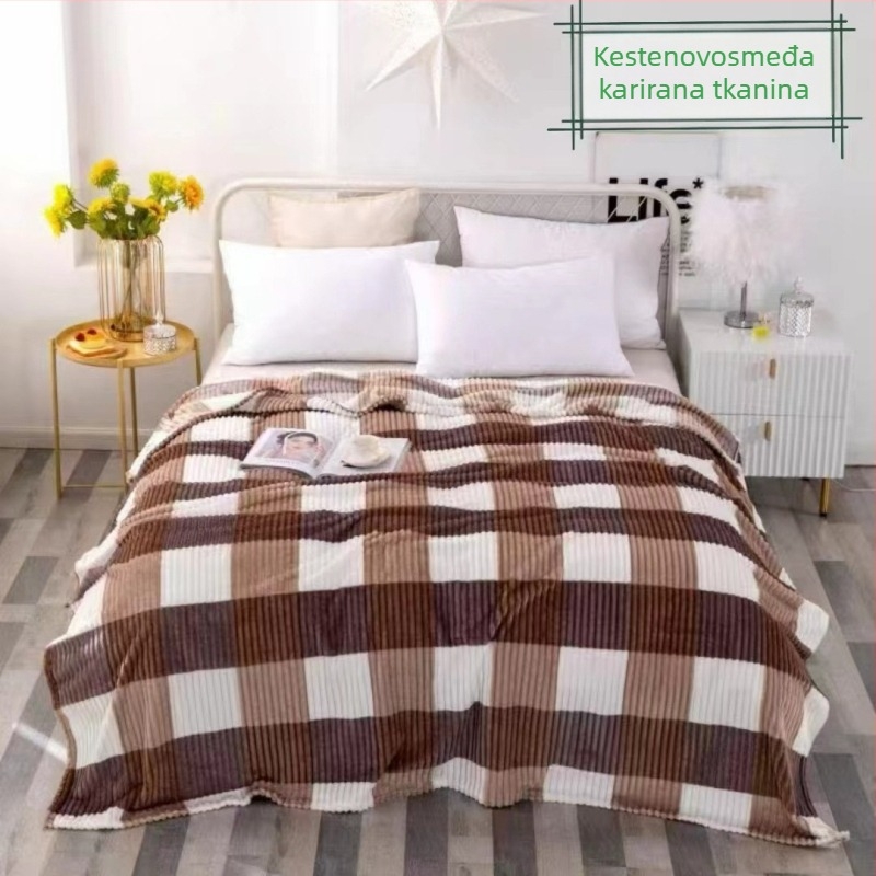 Star Dots flanel deka s kariranim uzorkom, 800–1000 g, za sve sezone, minimalistički stil