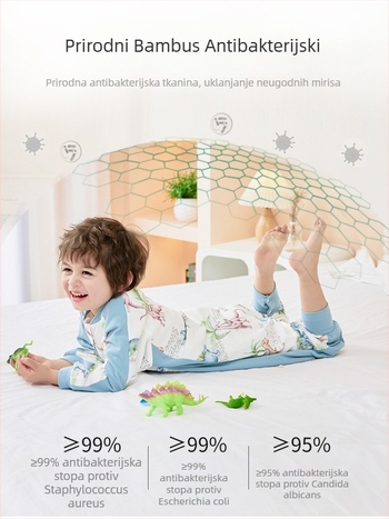 Spavaći vrećica za bebu od vlakana bambusa sa zasebnim nogama, presvlaka od pamuka, antibakterijski, crtani uzorak, metalni zatvarač