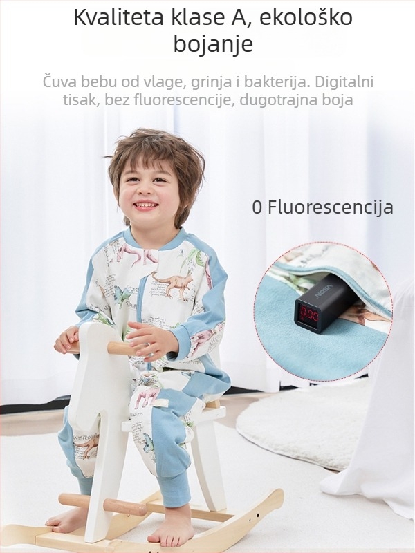 Spavaći vrećica za bebu od vlakana bambusa sa zasebnim nogama, presvlaka od pamuka, antibakterijski, crtani uzorak, metalni zatvarač