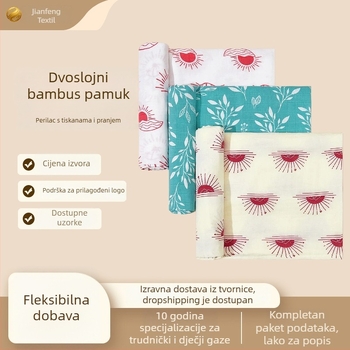 Swaddle wrap za bebe od muslina, dvostruko slojna od bambusovih vlakana, za novorođenčad i djecu od 1 do 3 godine, uzorci: crtani likovi, cvijeće, geometrija