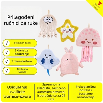 Prilagođeni ručnici za ruke s izvezom i otiskom 3D crtanih likova, jedinstveni rubovi, upijajući koralni flis