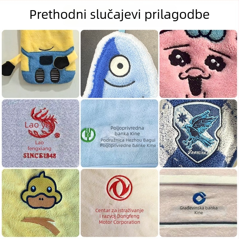 Prilagođeni ručnici za ruke s izvezom i otiskom 3D crtanih likova, jedinstveni rubovi, upijajući koralni flis