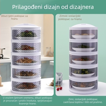 Plastični višeslojni poklopac za hranu za kuhinju — očuvanje topline, zaštita od prašine, spremanje ostataka hrane