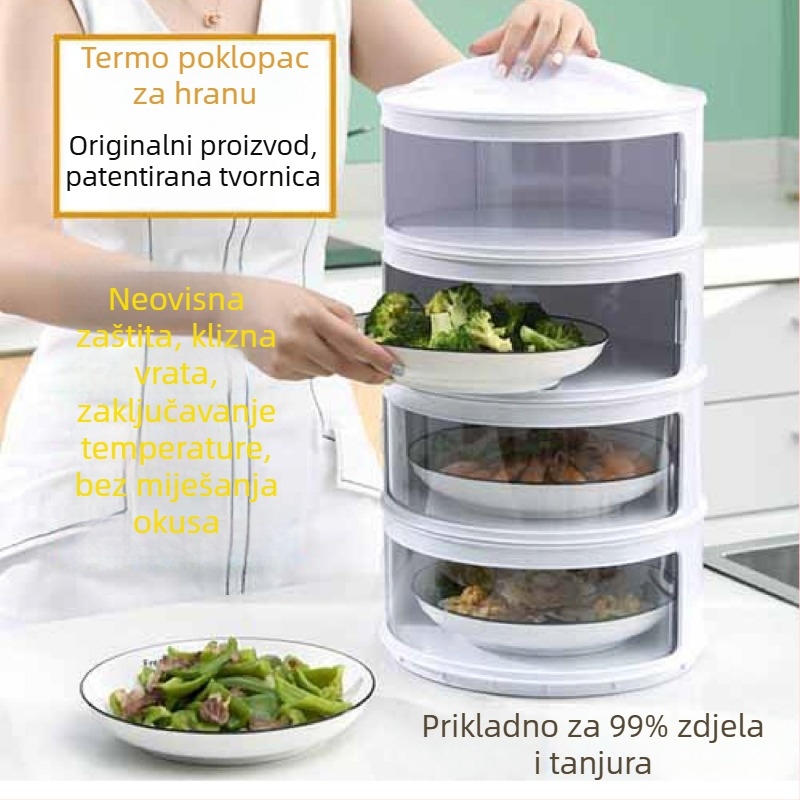 Plastični višeslojni poklopac za hranu za kuhinju — očuvanje topline, zaštita od prašine, spremanje ostataka hrane