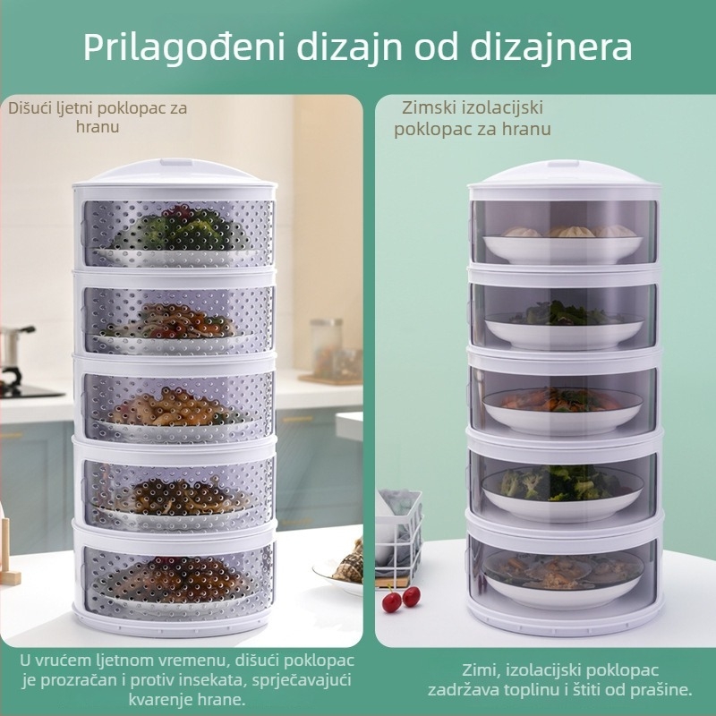 Plastični višeslojni poklopac za hranu za kuhinju — očuvanje topline, zaštita od prašine, spremanje ostataka hrane