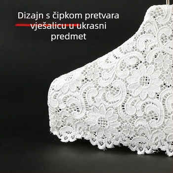 Pokrov za vješalice od platna: protuklizni pokrov od lana i čipke, pamuk, 10 kom, pogodna za vješalice za odjeću, stalke za hlače i stalke za kravate