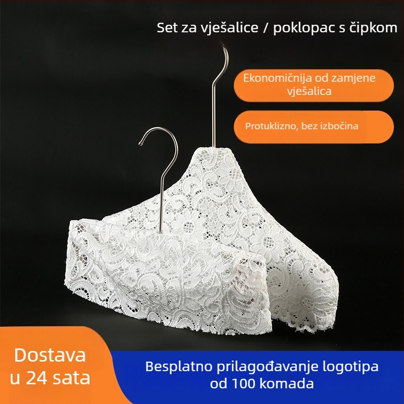 Pokrov za vješalice od platna: protuklizni pokrov od lana i čipke, pamuk, 10 kom, pogodna za vješalice za odjeću, stalke za hlače i stalke za kravate