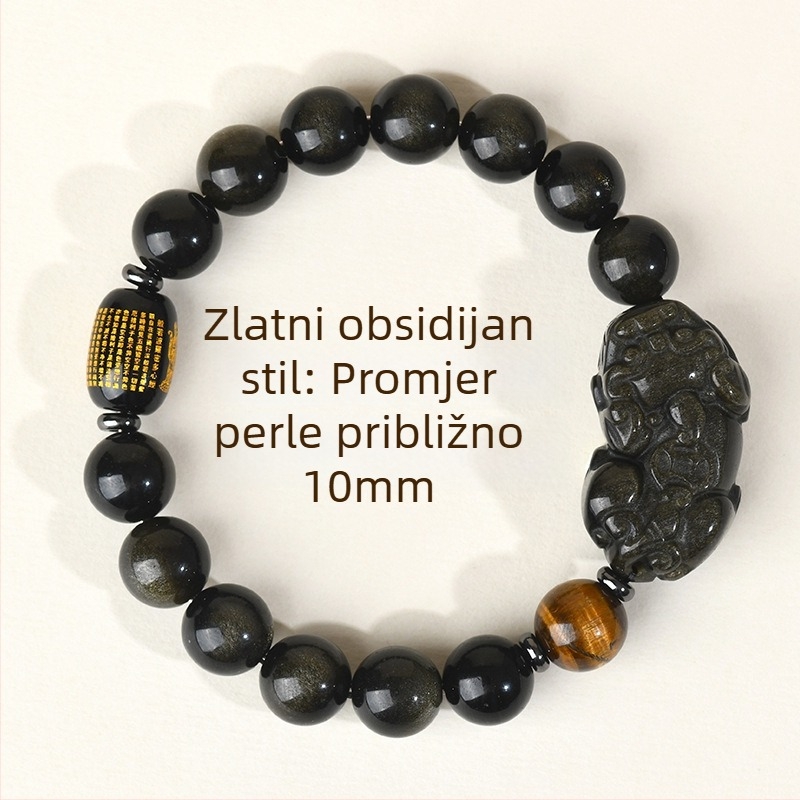 Narukvica od obsidijana za parove, ručna izrada, brend Hanjie, stil za parove i etnički, oblik životinjskog zodijaka