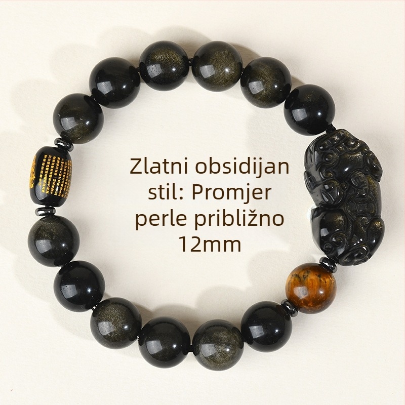 Narukvica od obsidijana za parove, ručna izrada, brend Hanjie, stil za parove i etnički, oblik životinjskog zodijaka