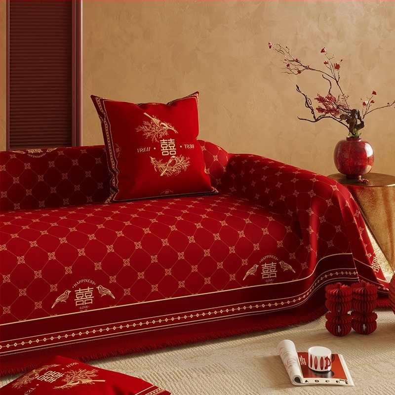 Navlaka za kauč za kombinirani kauč – Chenille, obrazac biljaka i cvijeća, vjenčani stil, mogućnost prilagodbe