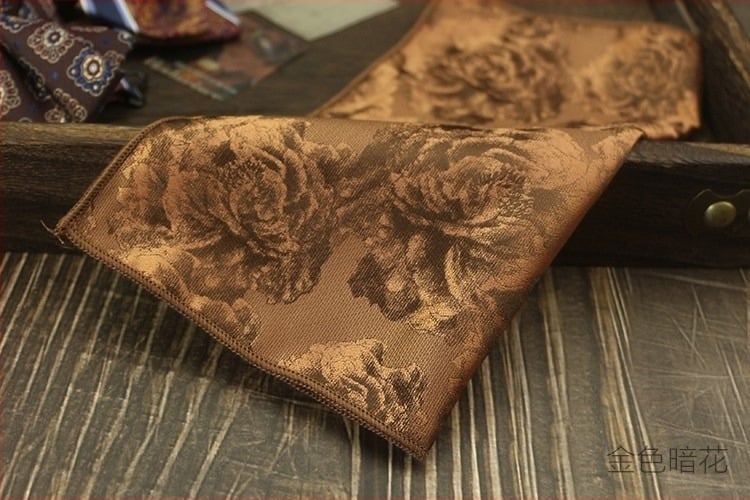 Džepni šal za sako, poliester, uzorak kešu oraščića, satenski završetak, moderan stil, standardna širina