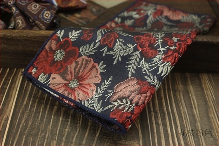 Džepni šal za sako, poliester, uzorak kešu oraščića, satenski završetak, moderan stil, standardna širina