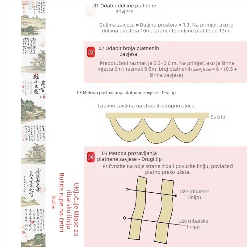 Tapiserija s kineskim stilom tinte slika; materijal: kemijska vlakna; sadržaj pamuka 30–40%; za dnevni boravak