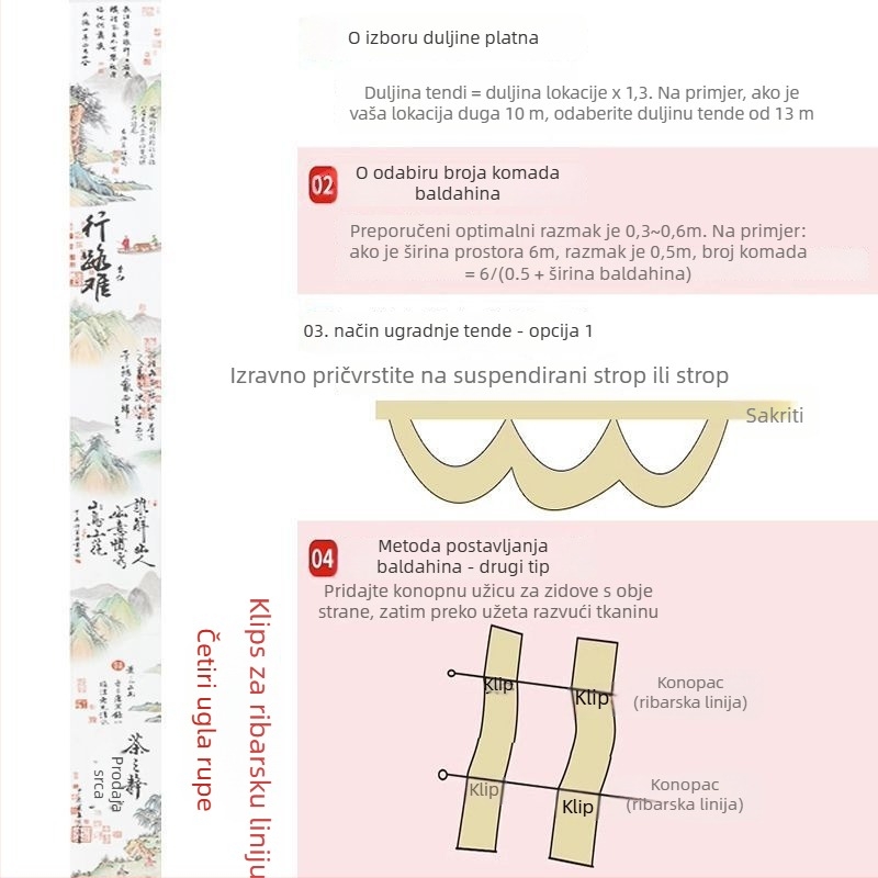 Tapiserija s kineskim stilom tinte slika; materijal: kemijska vlakna; sadržaj pamuka 30–40%; za dnevni boravak