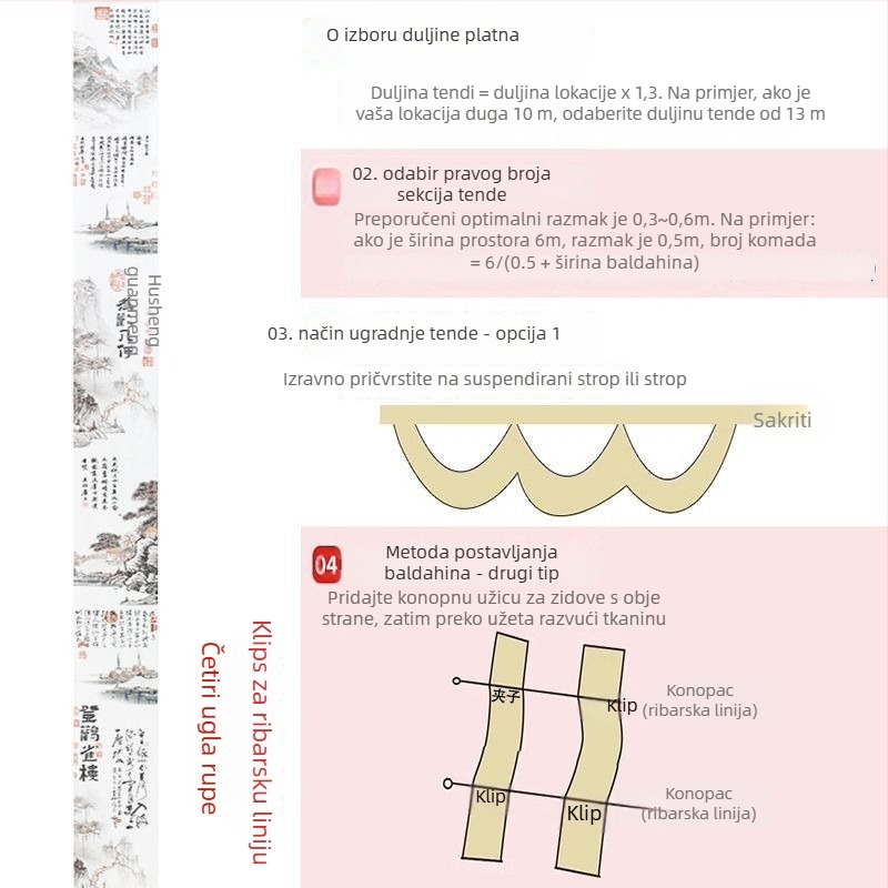 Tapiserija s kineskim stilom tinte slika; materijal: kemijska vlakna; sadržaj pamuka 30–40%; za dnevni boravak