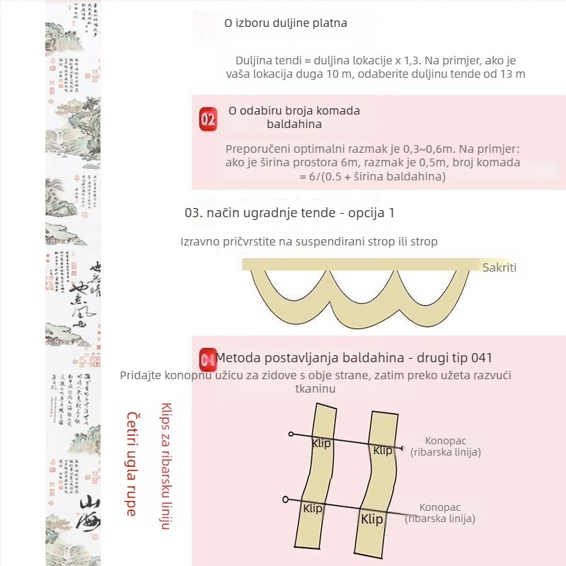 Tapiserija s kineskim stilom tinte slika; materijal: kemijska vlakna; sadržaj pamuka 30–40%; za dnevni boravak