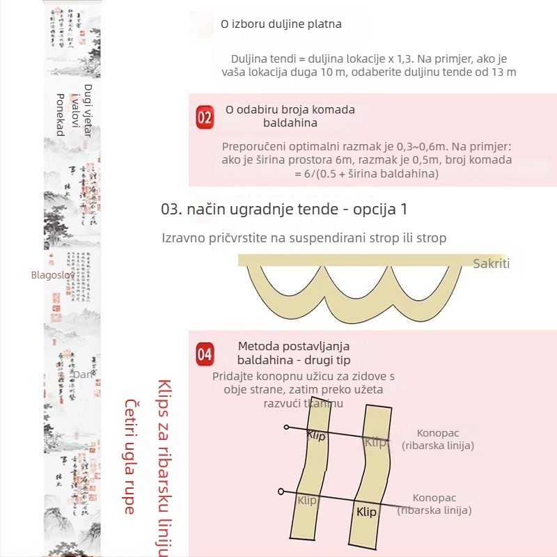Tapiserija s kineskim stilom tinte slika; materijal: kemijska vlakna; sadržaj pamuka 30–40%; za dnevni boravak