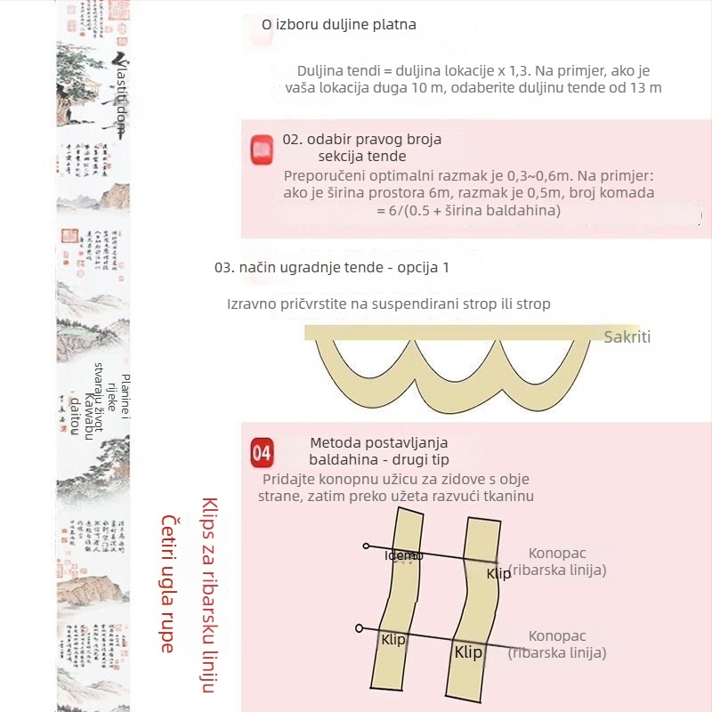 Tapiserija s kineskim stilom tinte slika; materijal: kemijska vlakna; sadržaj pamuka 30–40%; za dnevni boravak