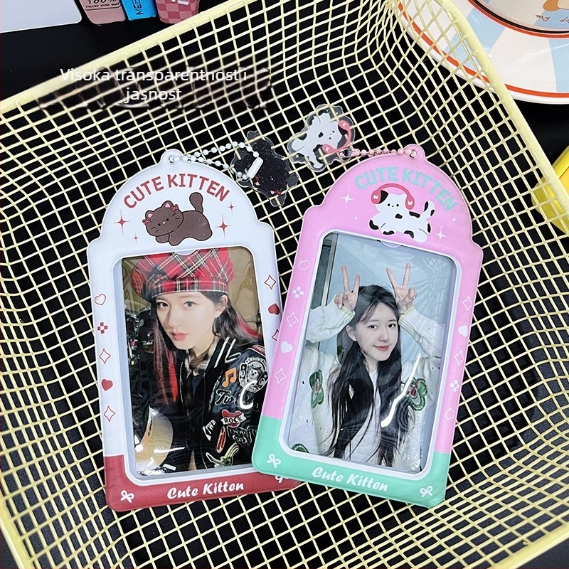 Držač kartica PVC proziran, crtani stil s zvjezdanim kreativnim dizajnom – Maca artist