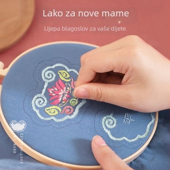 Set za križićno šivanje – novi kineski stil, laneno platno, svečani uzorak, drugi tip šivanja