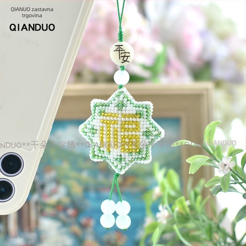 Kaiš za telefon i ključeve sa Su izvezom, ispisano križno šivanje, platneno vezenje