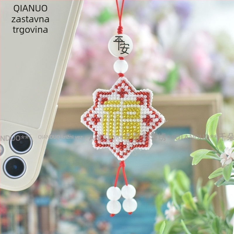 Kaiš za telefon i ključeve sa Su izvezom, ispisano križno šivanje, platneno vezenje