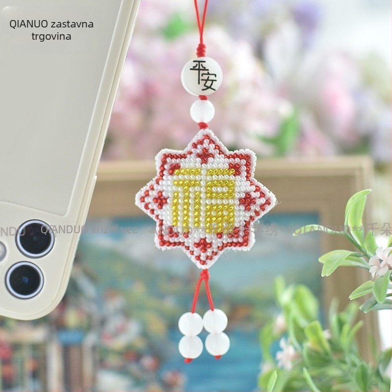 Kaiš za telefon i ključeve sa Su izvezom, ispisano križno šivanje, platneno vezenje