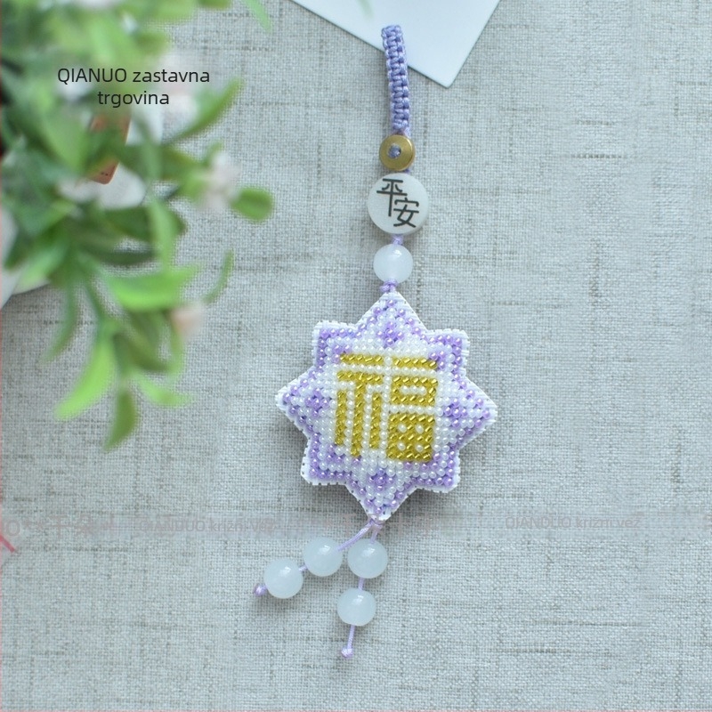 Kaiš za telefon i ključeve sa Su izvezom, ispisano križno šivanje, platneno vezenje