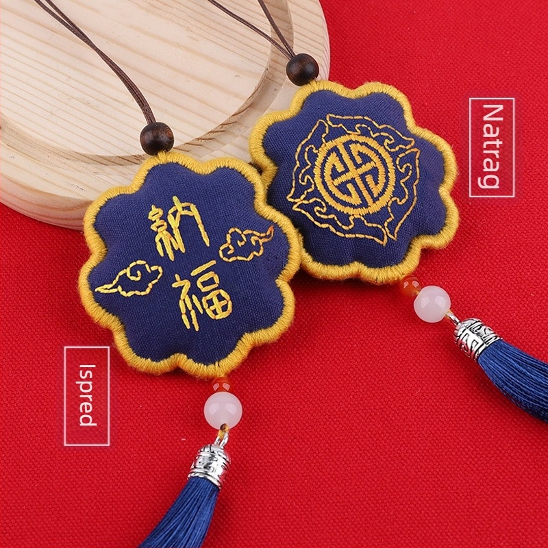 Set za izradu Su embroidery – za početnike, talisman mira za vješanje u auto, poliester tkanina, kineski klasični stil