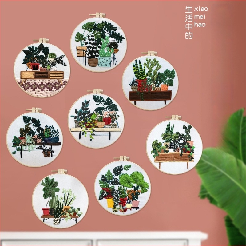 Set za križno šivanje: 3D europski stil, biljke i cvijeće, za početnike, pamuk i lan.