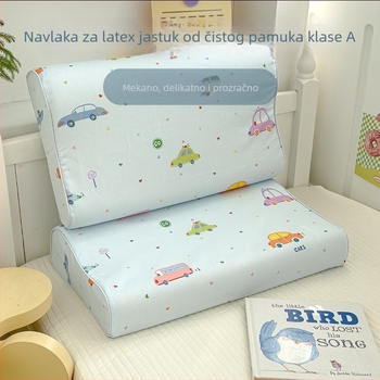 Jastučnica za latex jastuk za djecu s crtić dizajnom, 100% pamuk, veličine 30x50, 35x55, 27x44/40x60