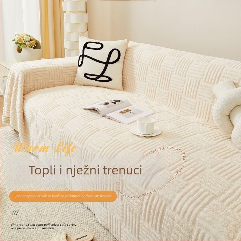 Kauč navlaka od pliš velura za kutnu sofu, univerzalna, protuklizna, potpuno pokrivena, jednostavan i moderan stil