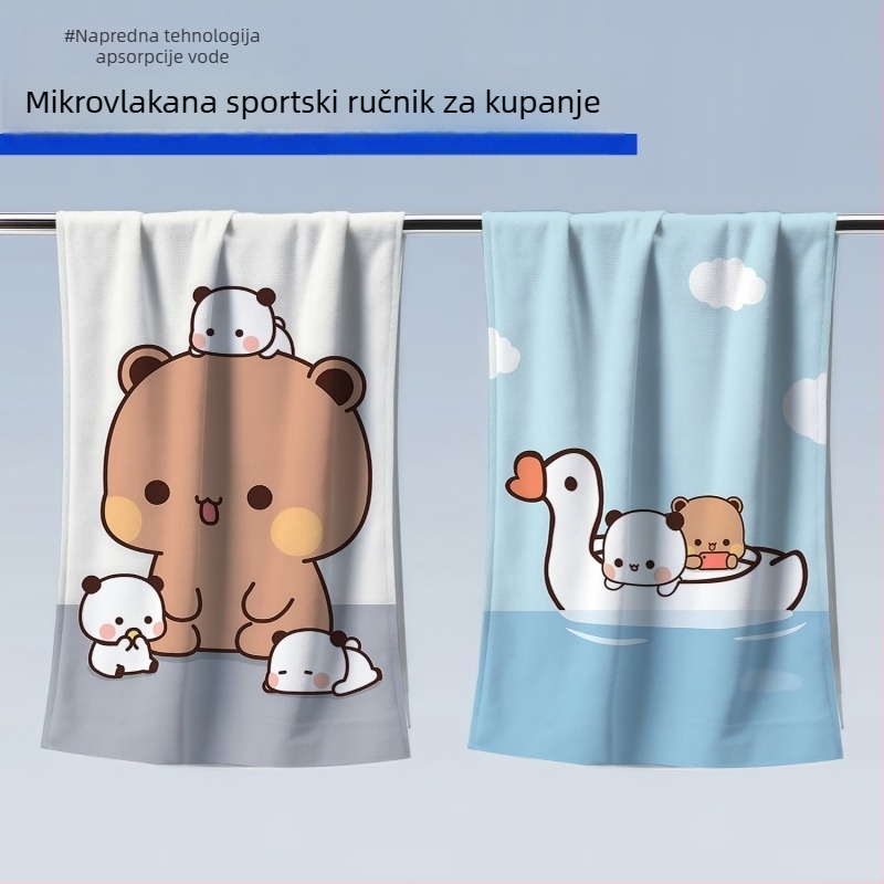 Sportski ručnik za kupanje i plažu, ultrafina vlakna, 400–500 g, 32 vlakana, tiskani dizajn