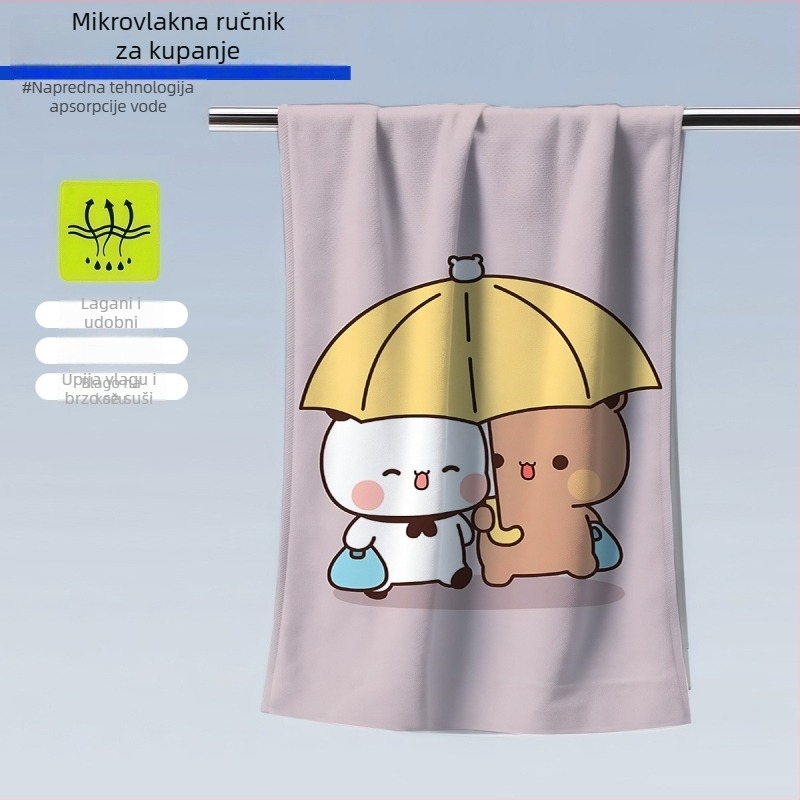 Sportski ručnik za kupanje i plažu, ultrafina vlakna, 400–500 g, 32 vlakana, tiskani dizajn