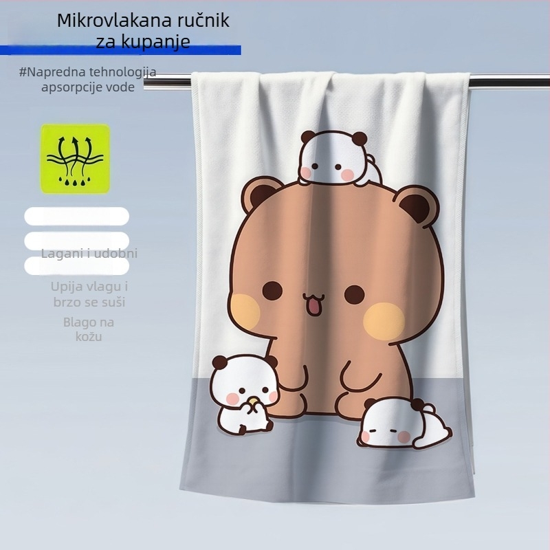 Sportski ručnik za kupanje i plažu, ultrafina vlakna, 400–500 g, 32 vlakana, tiskani dizajn