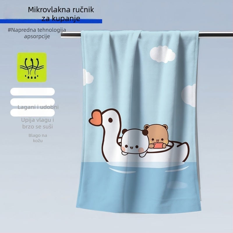 Sportski ručnik za kupanje i plažu, ultrafina vlakna, 400–500 g, 32 vlakana, tiskani dizajn