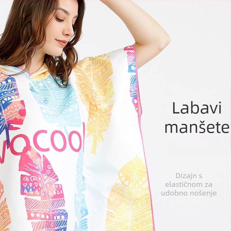 VOCOOL Kapucija-ručnik-plašt od mikrovlakana, 400–500 g, 150D, otisak, za plažu i plivanje