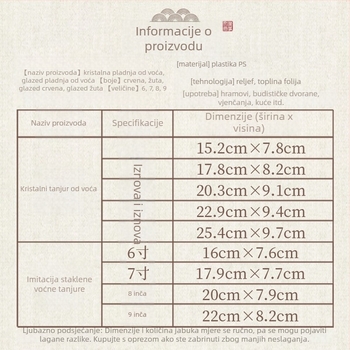 Plastična posuda za voće u kineskom stilu za budističke ponude Guanyinu, kućna dekoracija, nije uvoz, nije poklon.