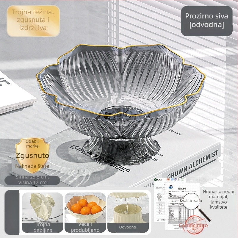 Youjin plastični pladanj za voće s nogicama – light luxury retro stil, tanjur voća za dnevni boravak