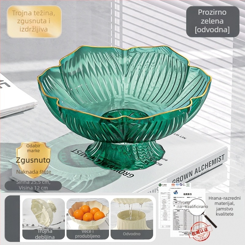 Youjin plastični pladanj za voće s nogicama – light luxury retro stil, tanjur voća za dnevni boravak