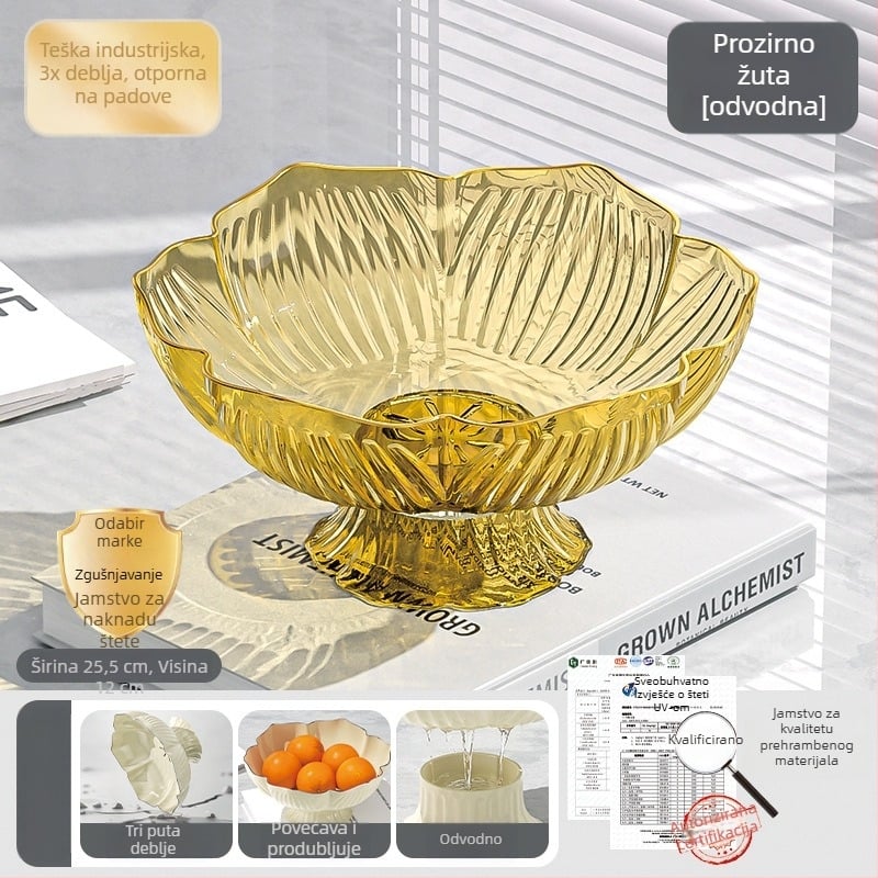 Youjin plastični pladanj za voće s nogicama – light luxury retro stil, tanjur voća za dnevni boravak