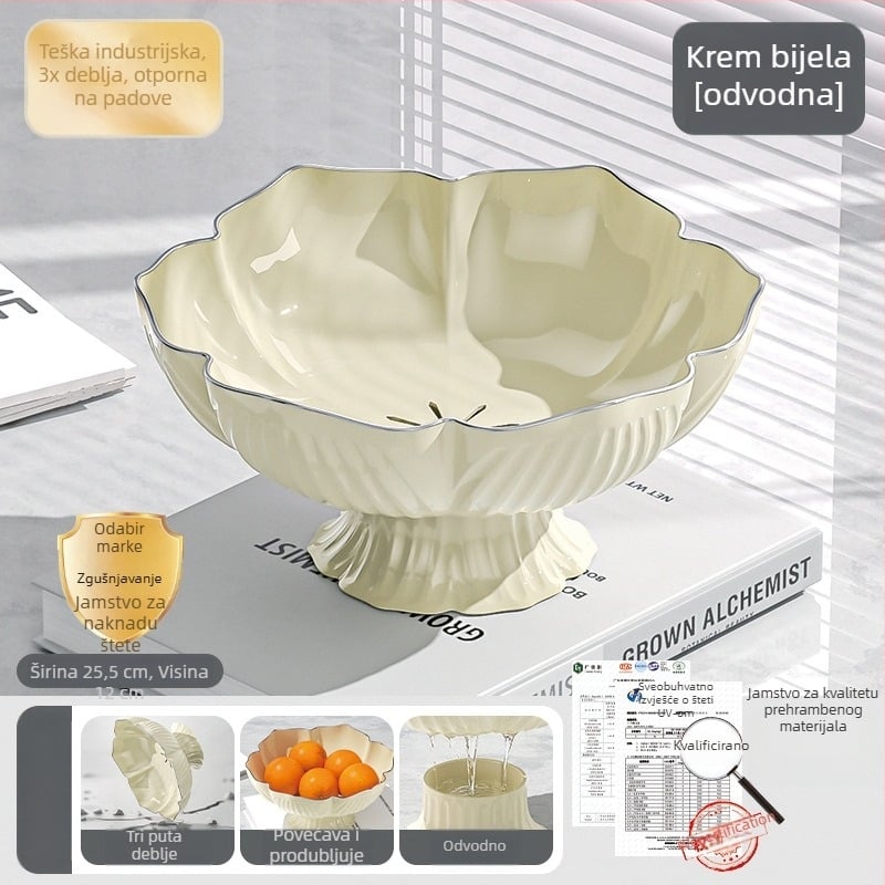 Youjin plastični pladanj za voće s nogicama – light luxury retro stil, tanjur voća za dnevni boravak