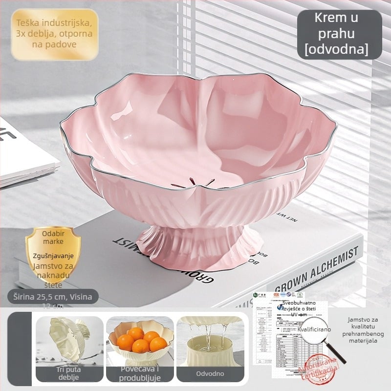Youjin plastični pladanj za voće s nogicama – light luxury retro stil, tanjur voća za dnevni boravak