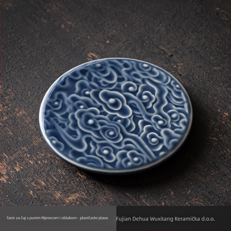 Porcelanski tanjur za voće — Wuxitang, kineska jednostavnost, lagani luksuz retro stil, šifra proizvoda: Full Moon Auspicious Clouds Saucer